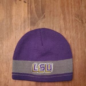 Purple and Gray LSU Beanie
